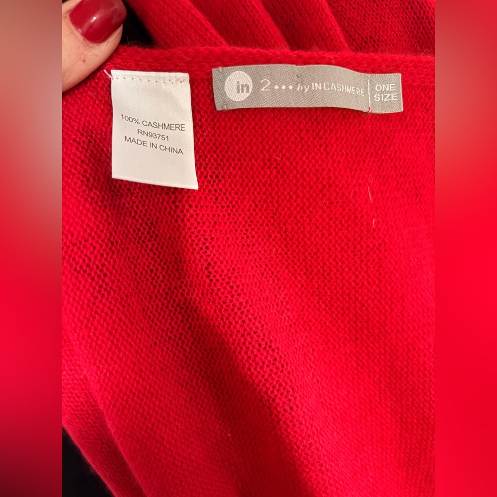 InCashmere Red Cashmere Wrap - Picture 2 of 5